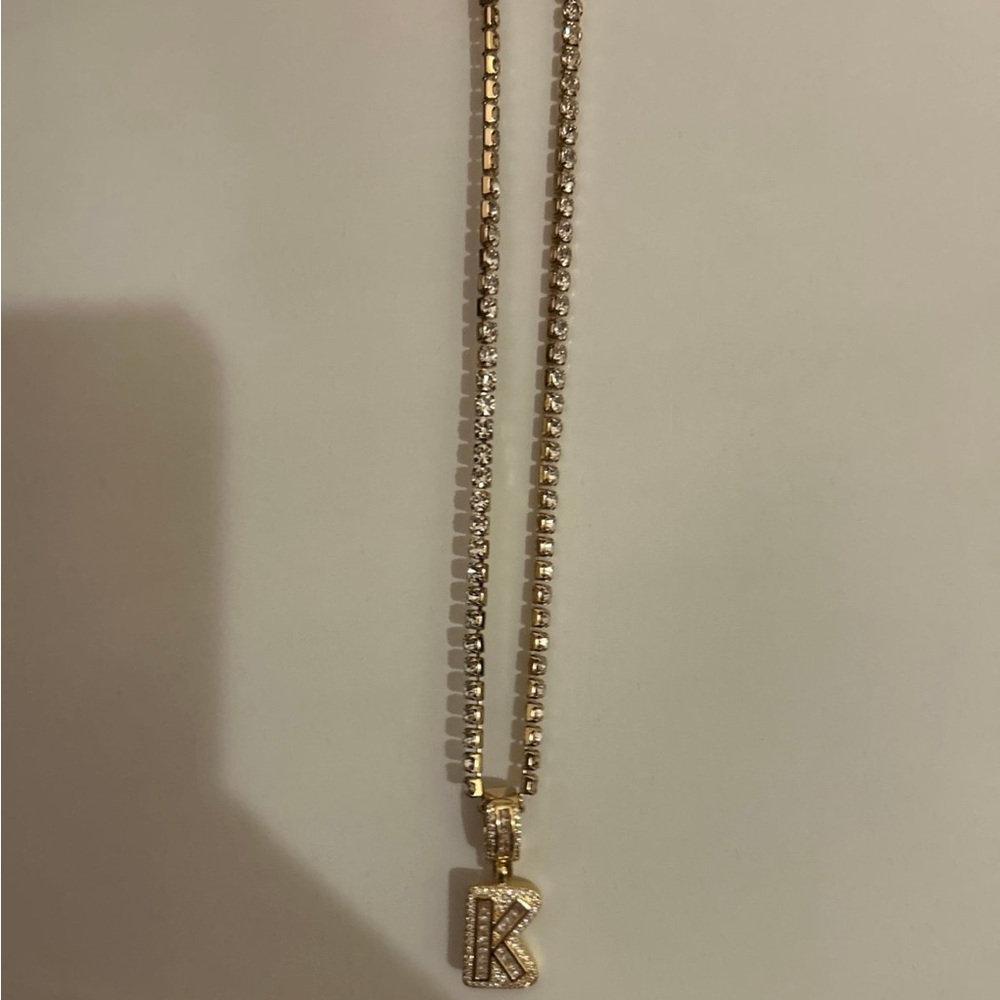 Gold Initial 'K' Pendant Necklace